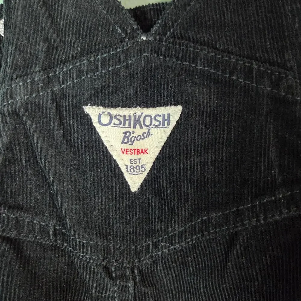 Oshkosh B'Gosh Girls Corduroy Overalls 4 Toddler Black Embroidered Scottie Dog